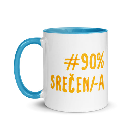 ‘#90% srečen/-a’ mug - ceramic mug
